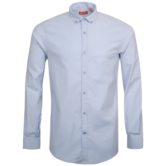 993225-19 - CAMISA HOMBRE CUELLO CAMISERO MANGA LARGA OXFORD CELESTE